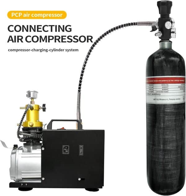 TUXING Réservoir HPA en Fibre de Carbone 3L 4500Psi Réservoir d'air PCP Haute Pression,Réservoir Paintball PCP Bouteille de gaz Composite pour carabines Pcp Air Chasse Plongée en apnée