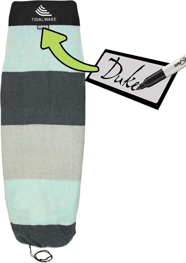 Tidal Wake TAG-IT Chaussettes de surf et de réveil, style SNUB NEZ, étiquette intégrée pour personnaliser avec votre nom, 147,3 cm de long, 53,3 cm de large