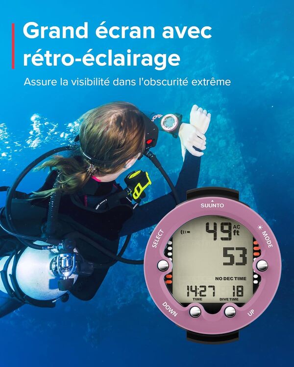 SUUNTO Dive Zoop Novo Montre de Plongée Numérique avec Grand Écran Rétroéclairé, Étanche à 80 m, Ordinateur sous-Marine avec Fonctions de Réveil, Météo, 1.5 Ans d'Autonomie en Mode Subaquatique