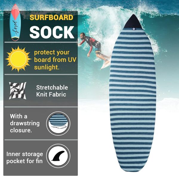 Housse de chaussette de surf – Sac de protection léger pour votre planche de surf courte taille et couleurs au choix