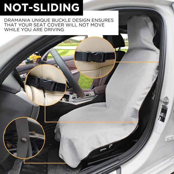 Lot de 2 Housses Protege Siege Voiture, Couvre Siege Auto Imperméables de Qualité Supérieure pour Siège de Voiture, Camion, SUV, Idéales pour le Surf, le Yoga, la Gym, l'Entraînement, Gris