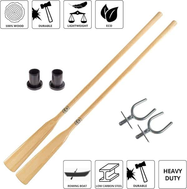 John Paddle : 1 paire (2 pièces) de pagaies de 195 cm à 240 cm, 1 paire (2 pièces) de lanières en acier inoxydable et 1 paire (2 pièces) de manchettes de 45 mm