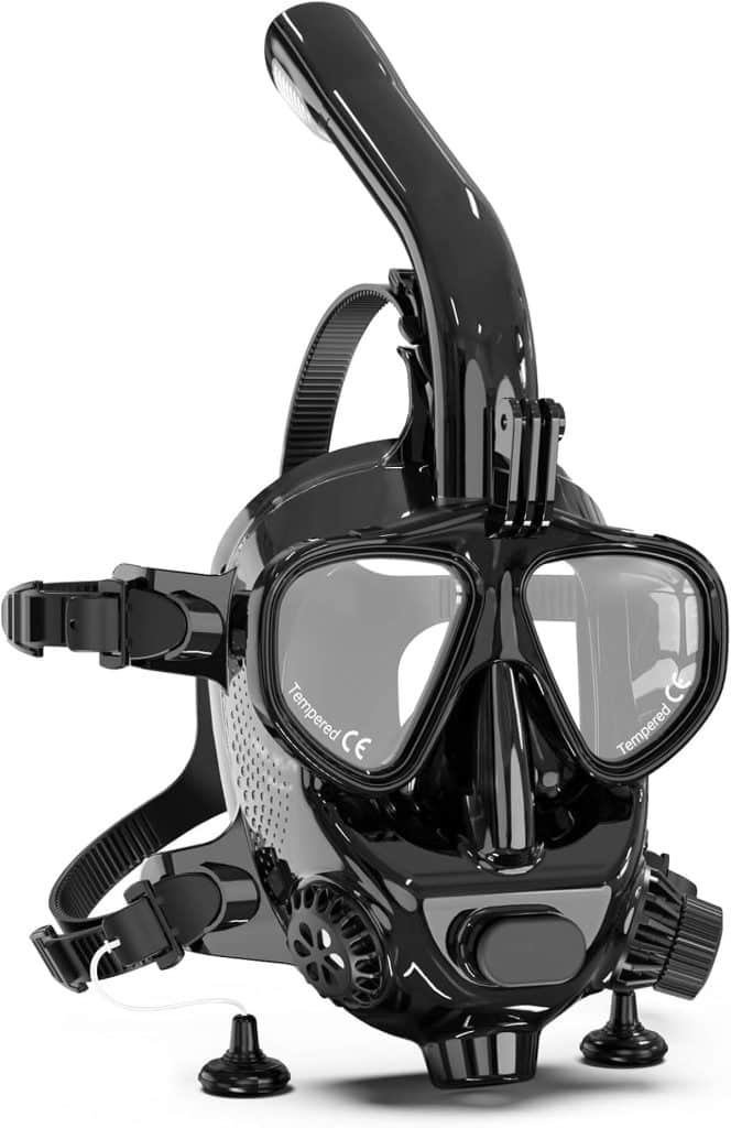 Test masque de plongée intégral Smaco avec support de caméra et compatibilité mini bouteilles