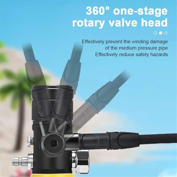 Réservoir de 1L Plongée Bouteilles de plongée, Réservoir D'oxygène 360 Degrés Rotation Interface Mini Bouteille Plongée Respirateur de Réservoir D'oxygène avec Valves Primaires de Plongée,Vert