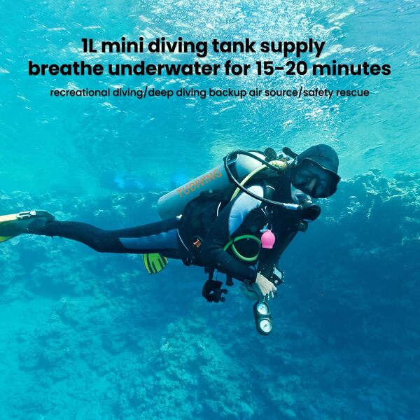 TUDIVING-Kit de réservoir de plongée Portable 1L Mini réservoir de plongée réservoir pulmonaire de plongée réutilisable pour Le Sauvetage d'urgence