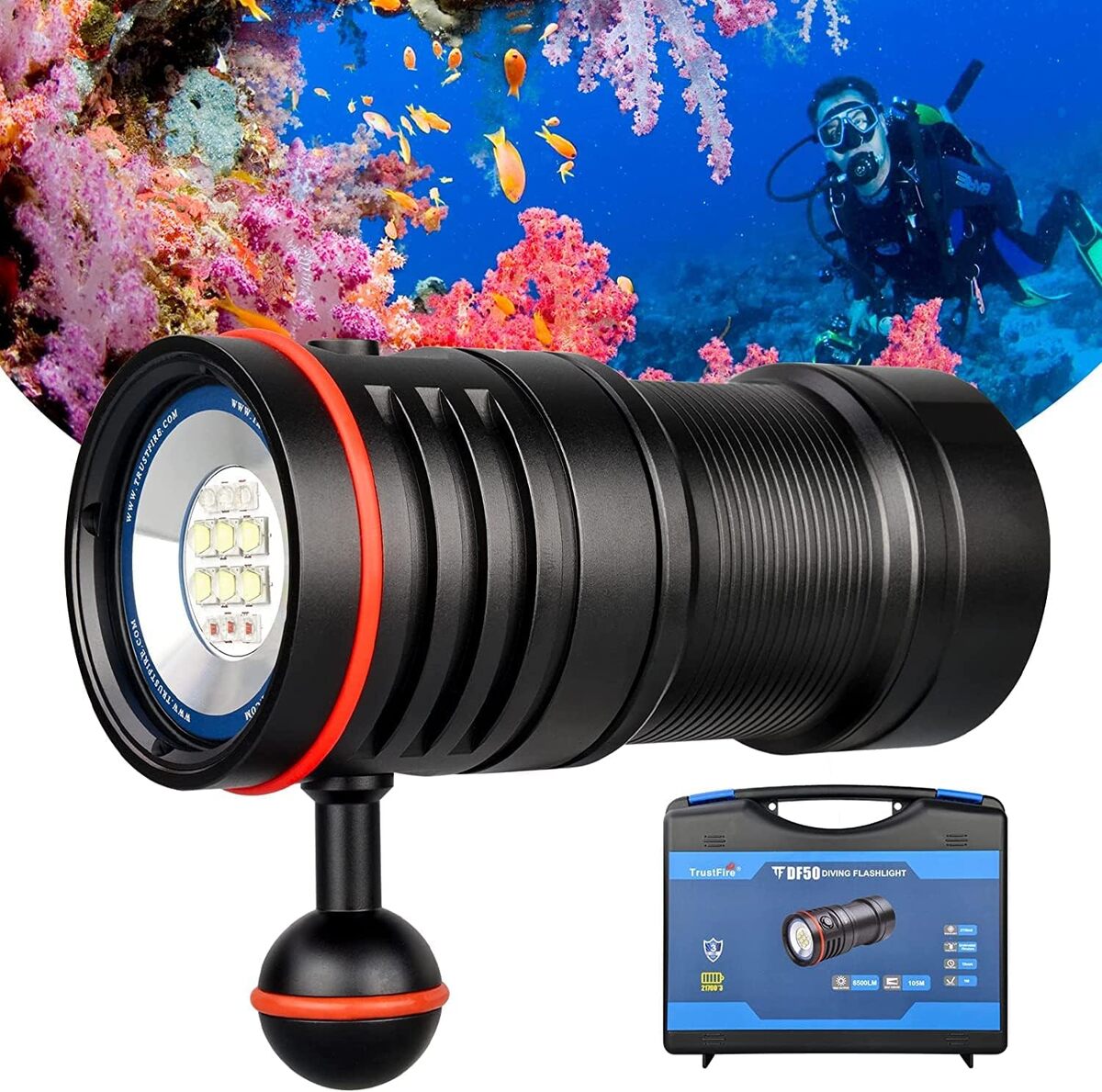 Test de la lampe de plongée TrustFire DF50 6500 lumens