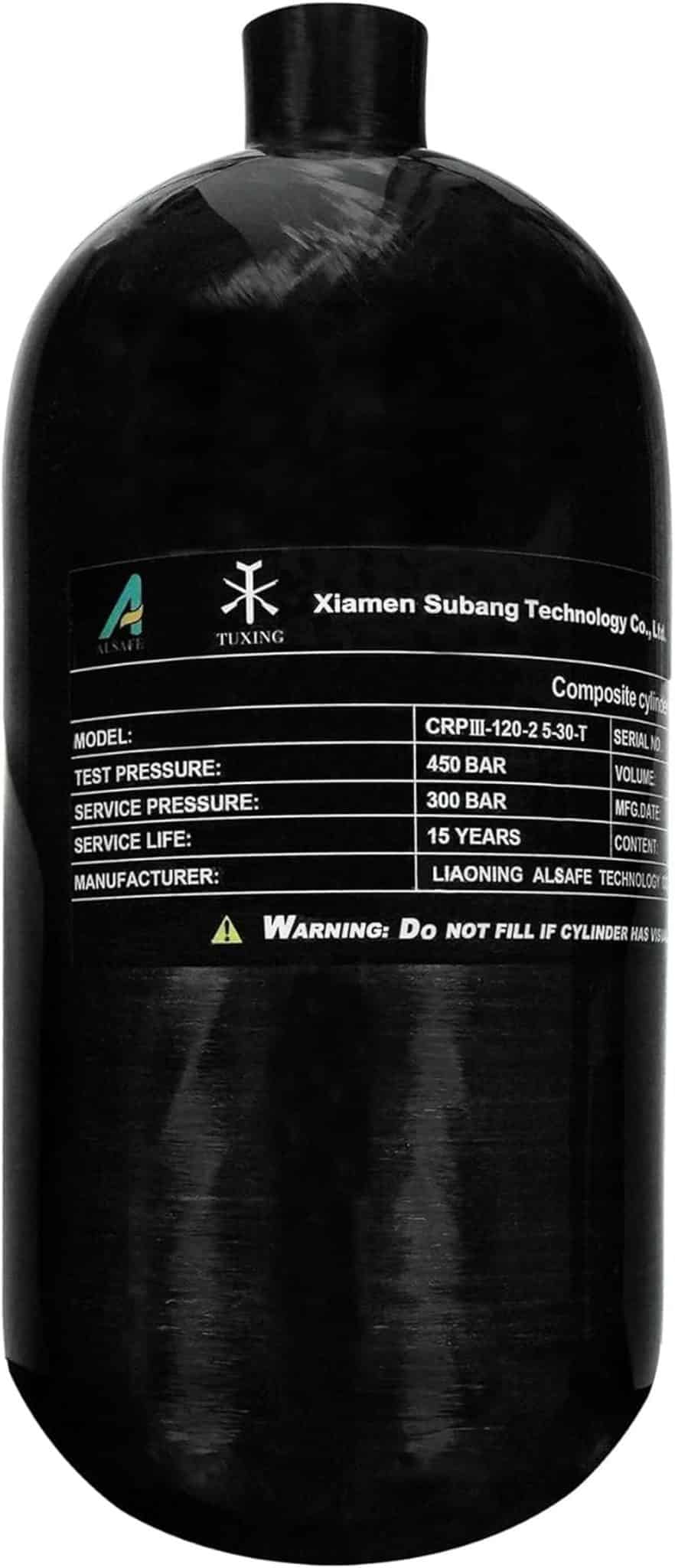 Test du cylindre composite TUXING 4500 psi : performance sous pression