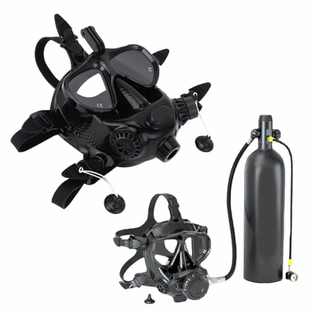 Test du masque de plongée intégral avec vue panoramique et support de caméra