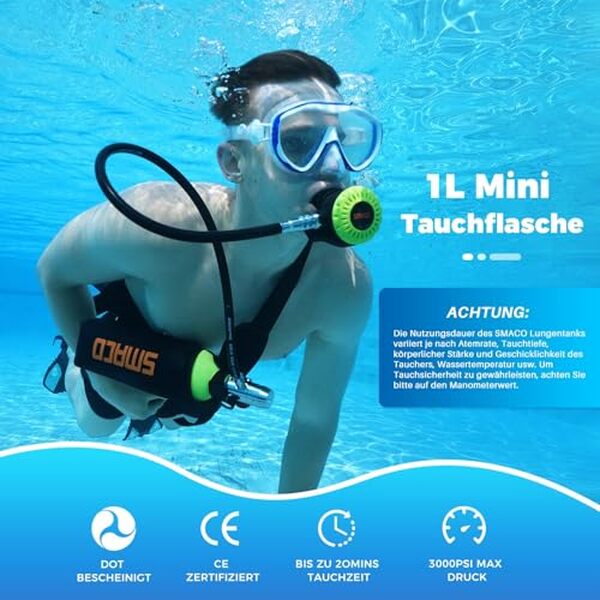 Découvrez notre test détaillé du kit de plongée SMACO avec mini bouteille 1L. Plongez en toute sécurité pendant 20 minutes avec cet équipement innovant et compact.