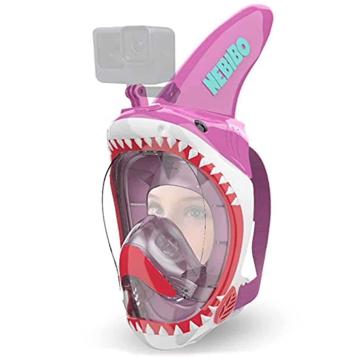 Test du masque de plongée junior requin rose XS